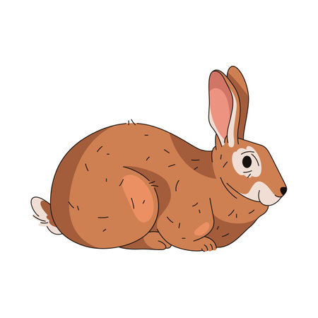 Vector cartoon easter bunny or forest fauna. Symbol of rabbit for spring holiday or festive. Wildlife herbivore animal or countryside nocturnal pet with fur. Wood and farm nature sign. Zoology.のイラスト素材