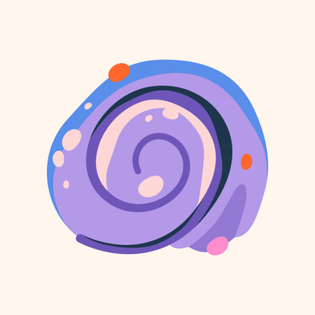 Ocean or sea shell isolated. Vector seashell icon or aquatic, nautical fauna. Underwater clam or beach nature. Spiral mollusk element for oceanic and marine ecosystem. Nature and biology clipart.のイラスト素材