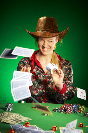 girl with a beard plays poker...のeditorial素材