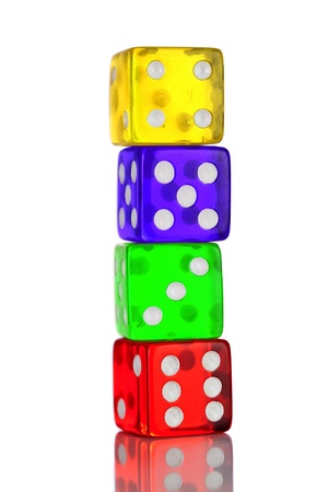 classic dice on a white background ...の写真素材