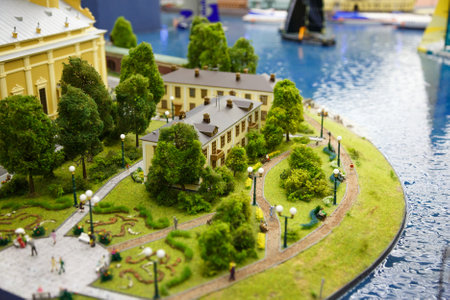 Saint Petersburg, RUSSIA - August 25: Fragment Big Grand Maket Russia, St. Petersburg 25, 2013 in Russia. Grand Maket Russia the world's largest model of Russia from Kaliningrad to the Far East.のeditorial素材