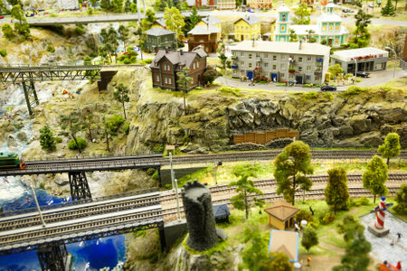 Saint Petersburg, RUSSIA - August 25: Fragment Big Grand Maket Russia, St. Petersburg 25, 2013 in Russia. Grand Maket Russia the world's largest model of Russia from Kaliningrad to the Far East.のeditorial素材