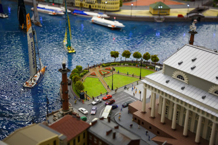 Saint Petersburg, RUSSIA - August 25: Fragment Big Grand Maket Russia, St. Petersburg 25, 2013 in Russia. Grand Maket Russia the world's largest model of Russia from Kaliningrad to the Far East.のeditorial素材