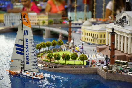 Saint Petersburg, RUSSIA - August 25: Fragment Big Grand Maket Russia, St. Petersburg 25, 2013 in Russia. Grand Maket Russia the world's largest model of Russia from Kaliningrad to the Far East.のeditorial素材