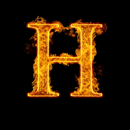 Fire alphabet letter H isolated on black background. Fire alphabet letter H isolated on black background.