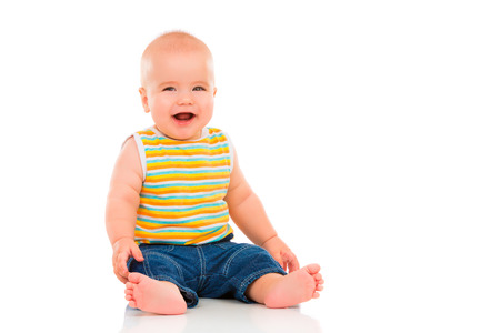 Happy Little Baby isolated on white background.