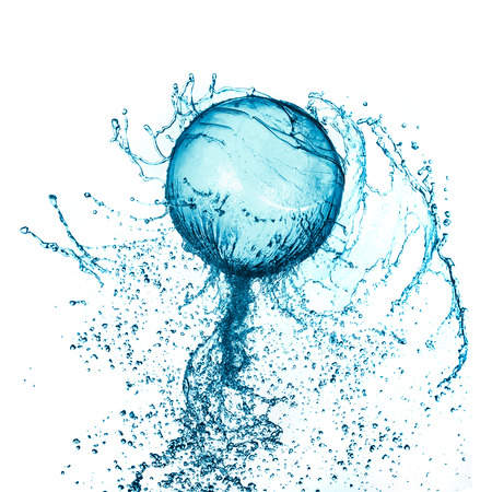 Abstract water ball splash isolated on white background.の写真素材