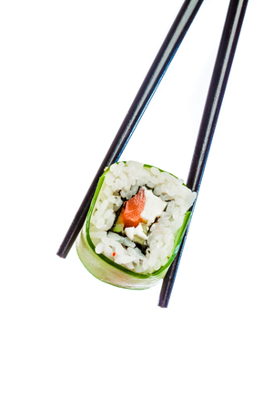 Tasty food. Sushi Roll on a white backgroundの写真素材