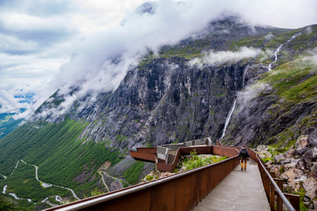Troll road lookout observation deck view point beautiful nature norway.のeditorial素材
