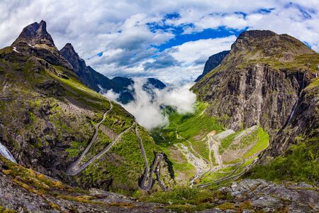 Troll road lookout observation deck view point beautiful nature norway.の写真素材