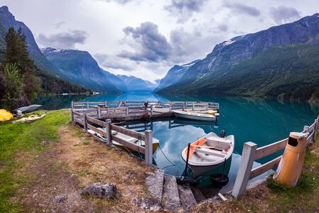 Beautiful Nature Norway natural landscape. lovatnet lake.