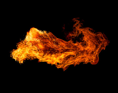 Fire isolated on black background.