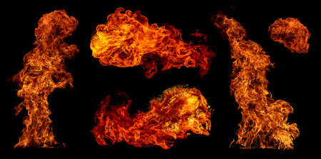 Fire set isolated on black background.の写真素材