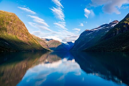 Beautiful Nature Norway natural landscape. lovatnet lake.の写真素材