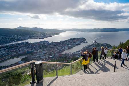 BERGEN, NORWAY - JUNE 15,2017: Viewing point Bergen is a city and municipality in Hordaland on the west coast of Norway. Bergen is the second-largest city in Norway.のeditorial素材