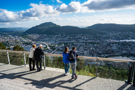 BERGEN, NORWAY - JUNE 15,2017: Viewing point Bergen is a city and municipality in Hordaland on the west coast of Norway. Bergen is the second-largest city in Norway.のeditorial素材
