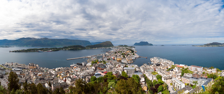 Aksla at the city of Alesund , Norway panoramaの写真素材