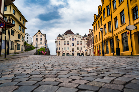 Aksla at the city of Alesund , Norway. It is a sea port, and is noted for its concentration of Art Nouveau architecture.の写真素材