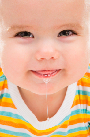 Happy Little Baby isolated on white background.の写真素材