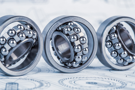 Technical drawings with the bearing in a blue toningの写真素材