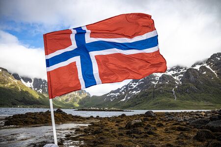 Norway Flag. Beautiful Nature Norway natural landscape.