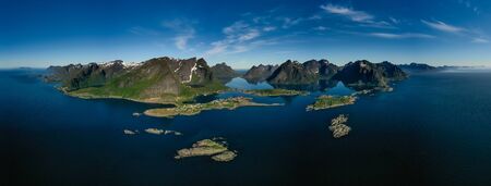 Panorama Lofoten is an archipelago in the county of Nordland, Norway.の写真素材
