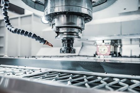 Metalworking CNC lathe milling machine. Cutting metal modern processing technology. Milling is the...