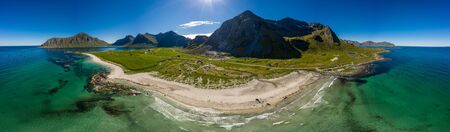 Panorama Beach Lofoten islands is an archipelago in the county of Nordland, Norway.の写真素材