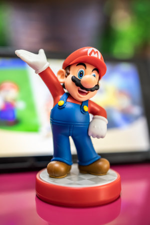 MOSCOW, RUSSIA - October 3, 2020: Super Mario Bros figure character.Super Mario is a Japanese platform video game series and media franchise created by Nintendo and featuring their mascot, Mario.のeditorial素材