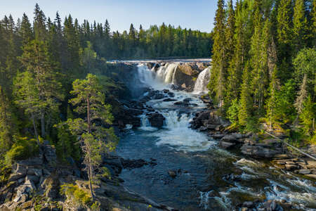 Ristafallet waterfall in the western part of Jamtland is listed as one of the most beautiful...