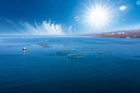 Farm salmon fishing in Norway. Norway is the biggest producer of farmed salmon in the world, with...