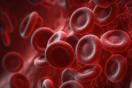 Red blood cells erythrocytes. Illustration of streaming blood cellsの素材