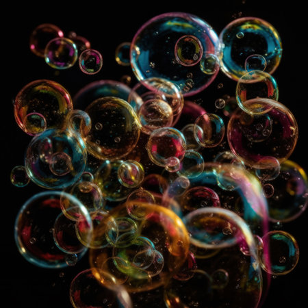 Soap bubbles on a black backgroundの素材