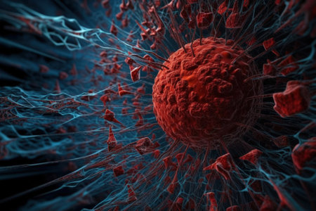 Abstract cell health science illustration. Virus abstract background in space.の素材