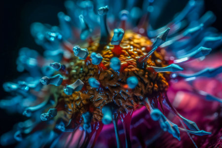 Abstract cell health science illustration. Virus abstract background in space.の素材