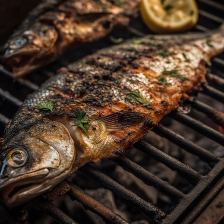 Grilled fish. Generative AI.の素材