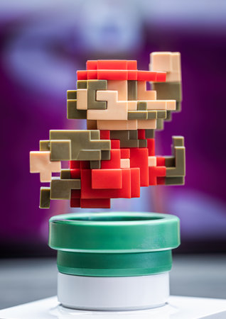 MOSCOW, RUSSIA - September 08, 2022: Super Mario Bros figure character.Super Mario is a Japanese platform video game series and media franchise created by Nintendo and featuring their mascot, Mario.のeditorial素材