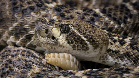 Western diamondback rattlesnake or Texas diamond-back (Crotalus atrox) is a rattlesnake species and member of the viper family, found in the southwestern United States and Mexico.の写真素材