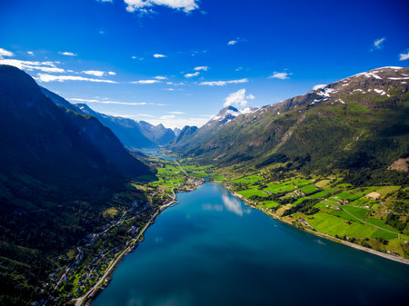 Beautiful Nature Norway natural landscape aerial photography.の写真素材