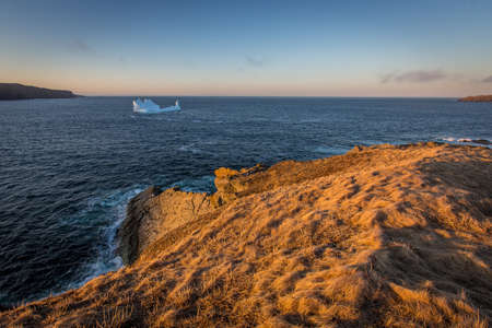 Iceberg in the Atlantic Ocean at Sunset. Taken off the Coast of Newfoundland and Labradorの写真素材