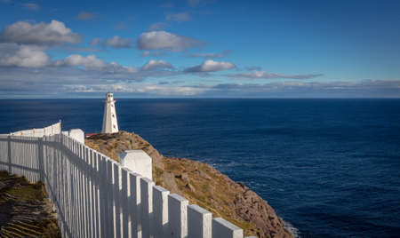 Historic Cape Spear Lighthouse in Newfoundland and Labrador, Canada. Overlooking the Atlantic Oceanのeditorial素材