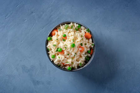 Rice with vegetables, shot from the topの写真素材