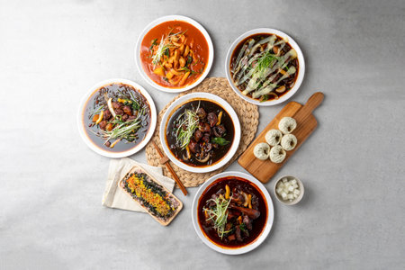 Korean food steamed chicken soy sauce boneless blackの写真素材