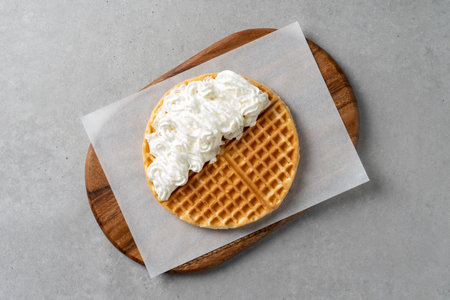 korean style food cafe Milk Cream Wafflesの写真素材