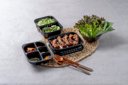 Pork Belly Rice Bowl korean food cooked, delicious, dish, meat, sauce, bowl, lunch, food, dinner, pork meat, cookery, rice, braised, chinese, belly, meal, closeup, asian, ginger, cubeの写真素材