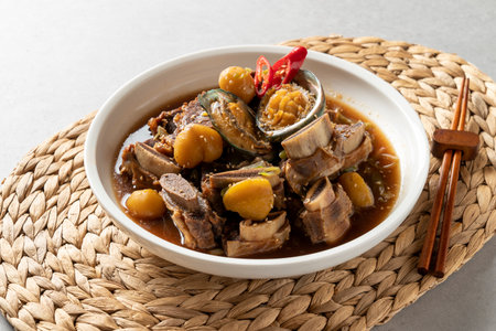 Korean food, barley oysters, stir-fried webfoot octopus, rice, side dishes, lunch boxes, abalone, ribs, steamed pork bellyの写真素材