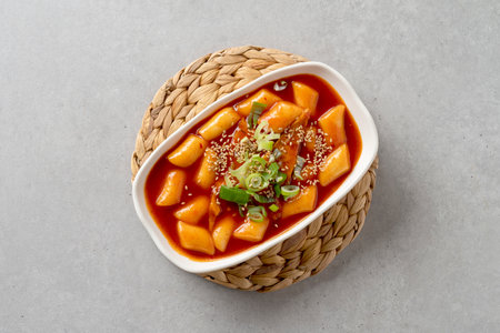 Stir-fried Rice Cake Korean food dish Wheat tteokbokki Korean Sausage with Sweet Rice Seafood Fried Riceの写真素材