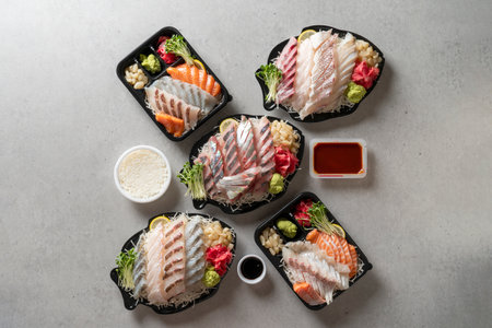 Sashimi, horse, mackerel, flatfish, salmon, sashimi, seasonal, sashimiの写真素材