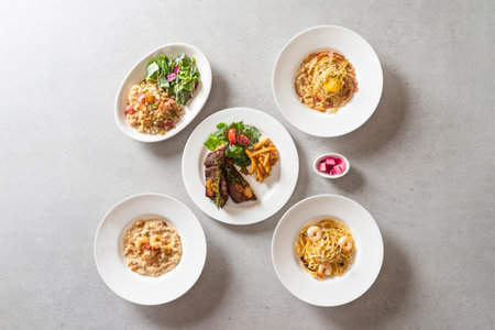 Korean food dish Omurice Lunch box kimchi fried rice Sori Garlic Bacon Fried Rice Tonkatsu Korean...