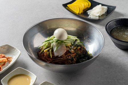 Buckwheat soba, mail, mail makguksu, buckwheat crepe, big dumpling,の写真素材